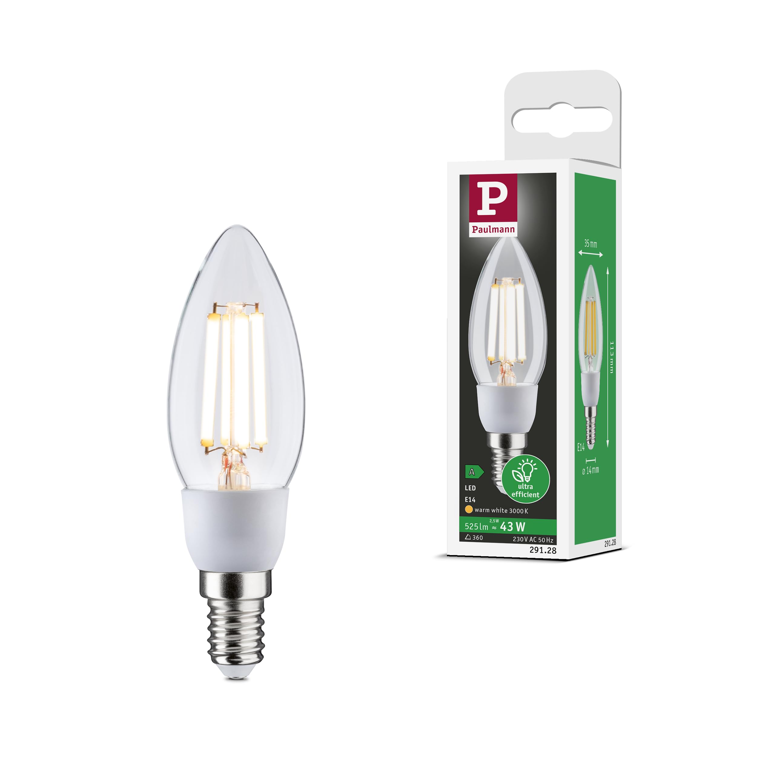 Paulmann Eco-Line Led Candle E14 2.5W 525Lm 3,000K