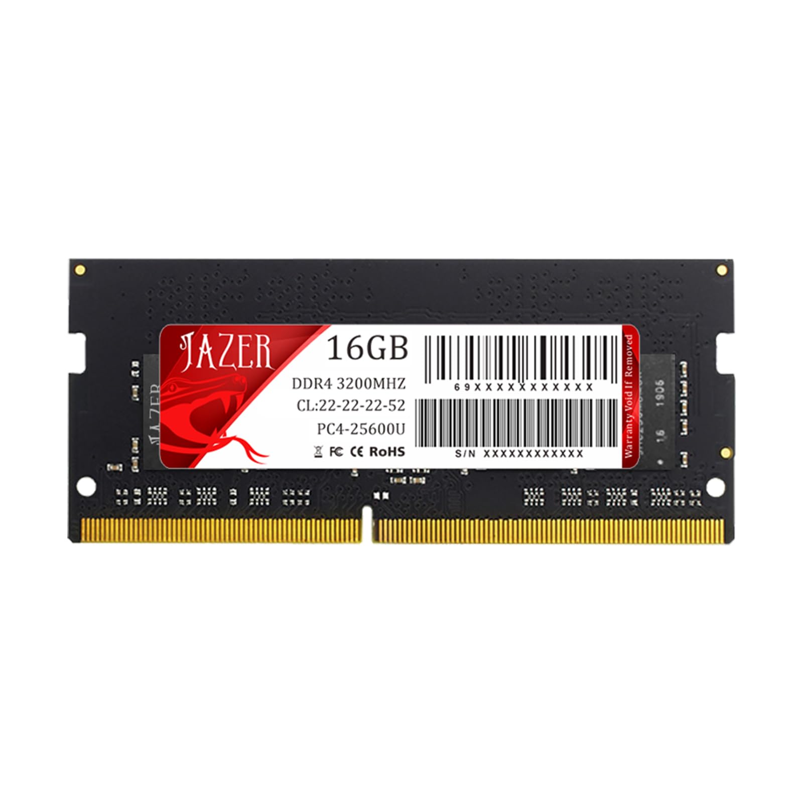 JAZER DDR4 RAM 16GB, 3200MHz PC4-25600 CL22, 1.2V 260-Pin SODIMM