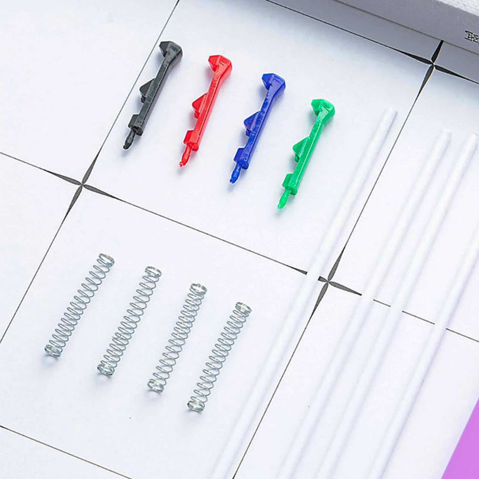 7 Pcs 4-in-1 Retractable Ballpoint Pens, Multicoloured Pens All In One,Medium 1.0mm, Black, Red, Blue and Green - Image 2