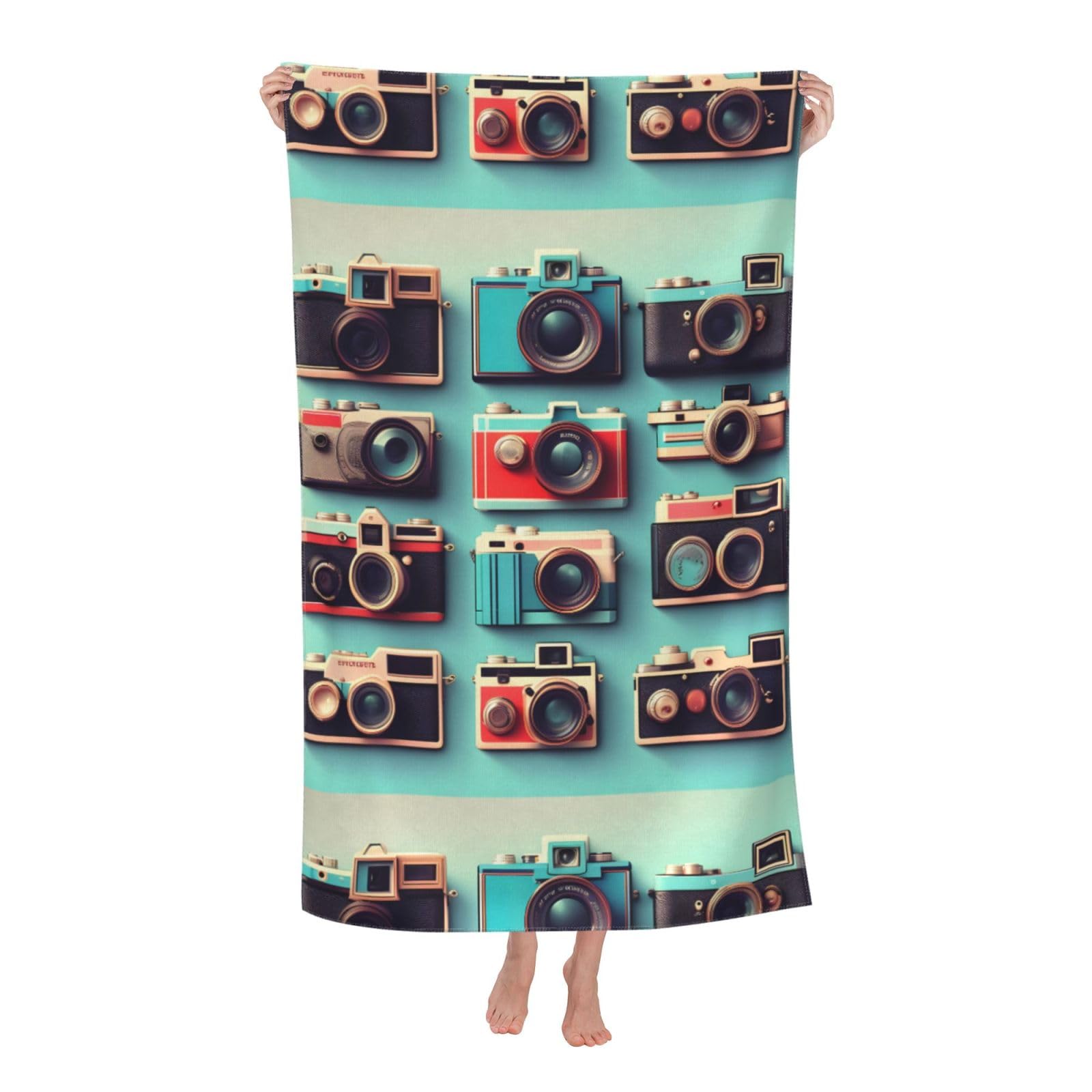 Cbaaghh Retro Cool Camera Collection Print Adult Beach Towels,Beach & Pool Towel,Beach Towels,Towels For Camping