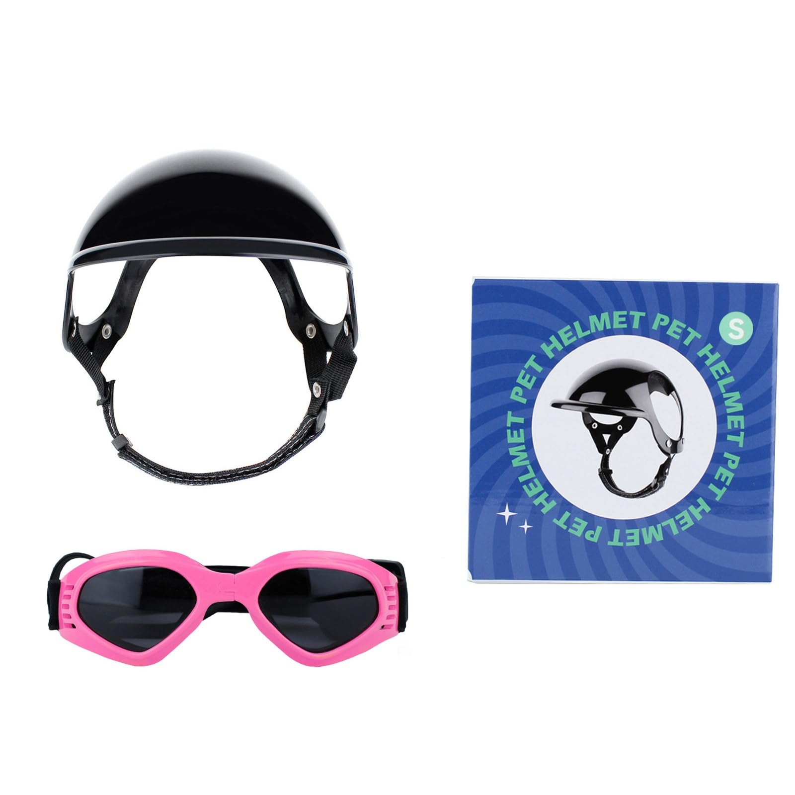 Lunettes protection pour petits chiens et casque réglable rose