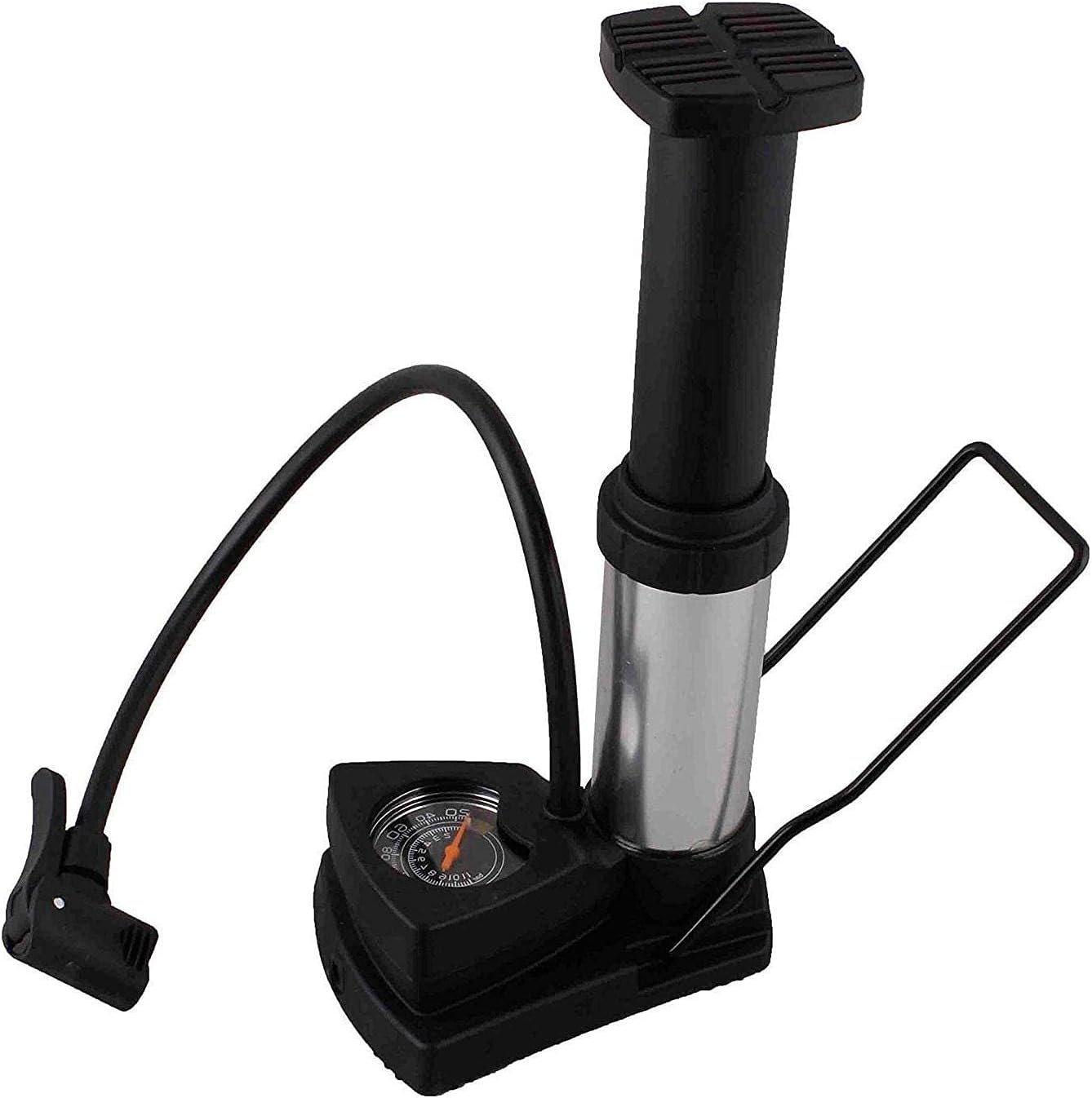 Gitesh Portable Bike Pump, Mini Bicycle Pump, Cycle Pump Foot Activated Floor Pump with Pressure Gauge Air Pump for Bike, Bicycle, Road and Mountain Bikes Pump (Aluminum + ABS)