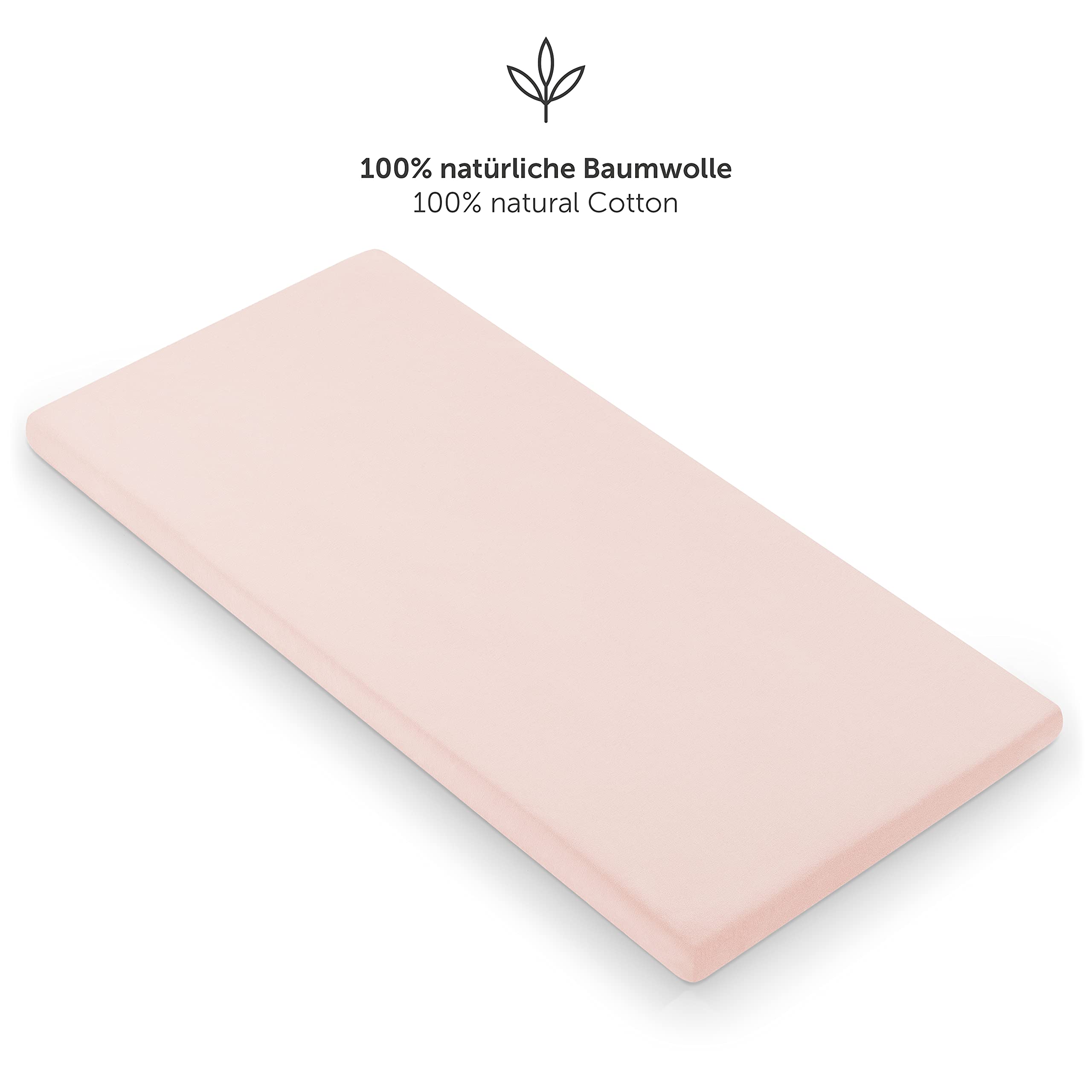 Laleni Lenzuola Culla Neonato - Lenzuola Lettino - Lenzuola Carrozzina Neonato - Coprimaterasso Culla con Angoli Elastici - Coprimaterasso Lettino 100% Cotone 135gsm - Rosa - 60x120-70x140cm
