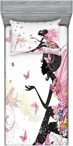 Miniatura 187 de Ambesonne Juego de sábanas bajeras y fundas de almohada, dibujos de aviones antiguos, vuelos clásicos con fechas, estilo vintage, diseño nostálgico,