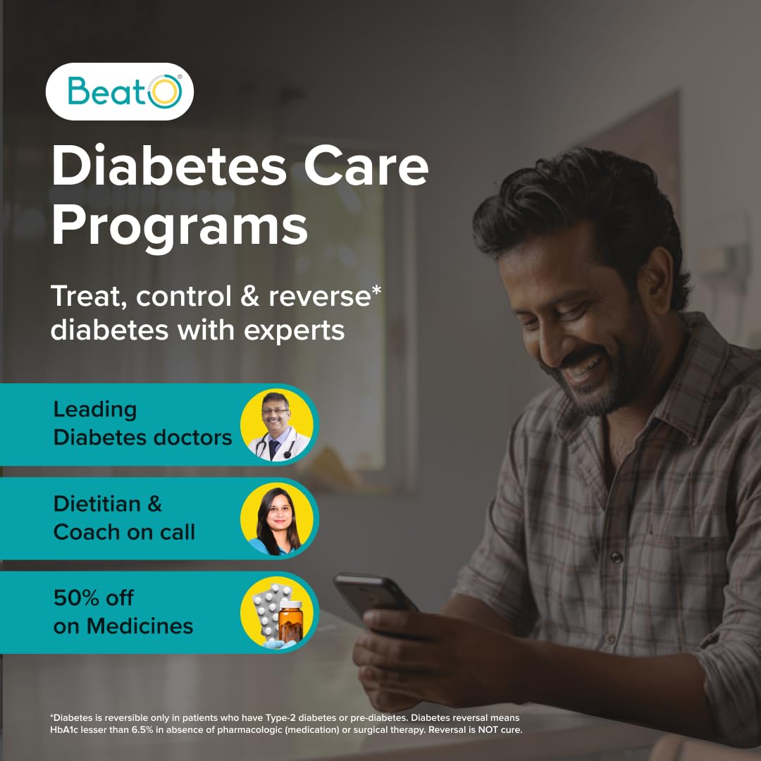 BeatO Diabetes Care Program | 1-Month on App | Control & Reverse* Diabetes With Top Doctors & Experts | Clinically Proven Results| Save on Diabetes Medical Expenses (Email Delivery in 2 Hours- no COD)