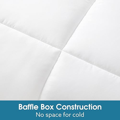 Miniatura 5 de BYSURE Edredón King solo (blanco, cosido en caja), edredón ligero para todas las estaciones, ropa de cama alternativa de plumón