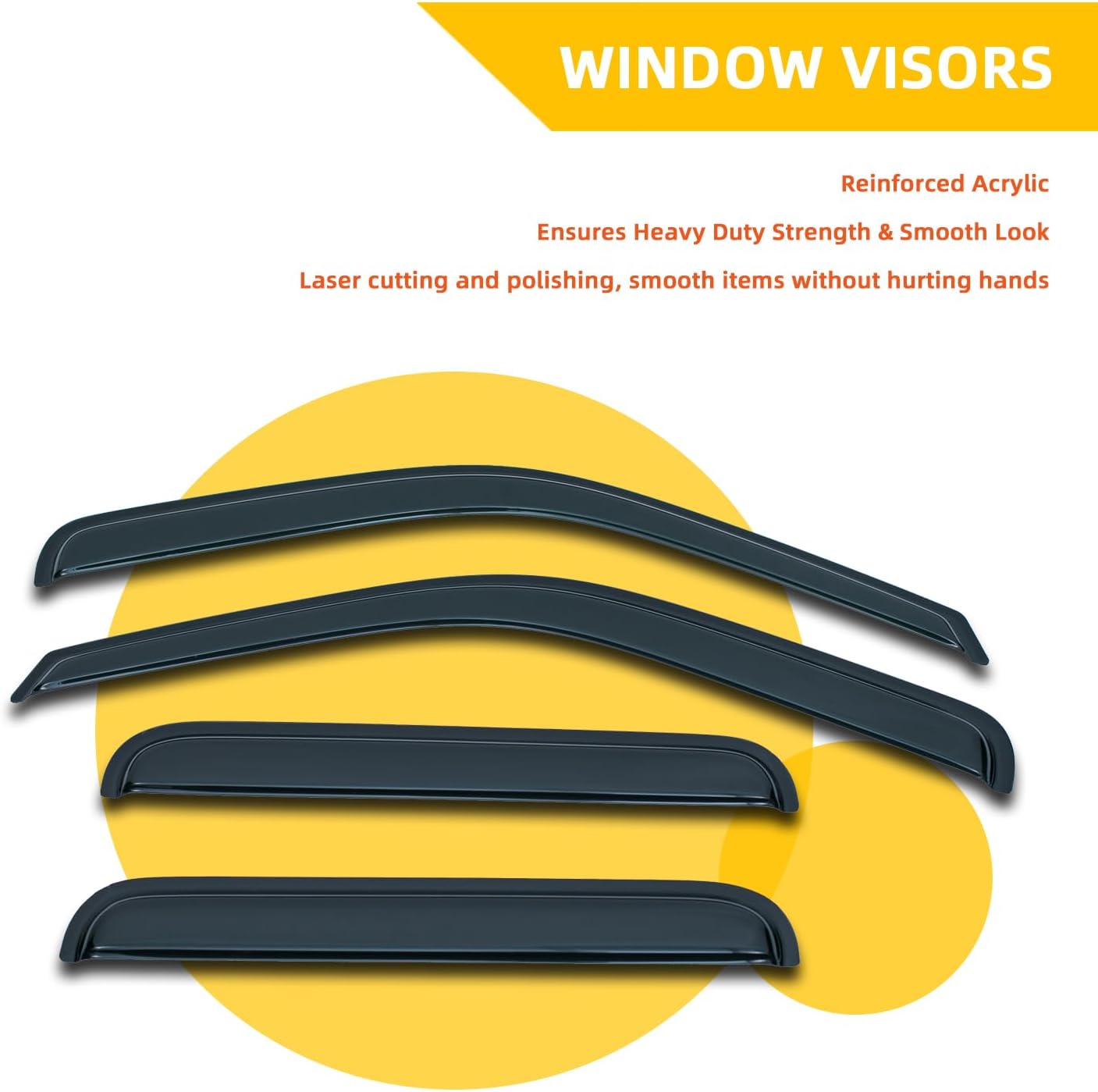 Window Visor Rain Guards Compatible with 1999-2016 Ford F250/F350/F450 Super Duty Super Crew Cab Front+Rear Window Wind Deflectors Vent Visors Shades for Truck Accessories Tape-On 4pcs