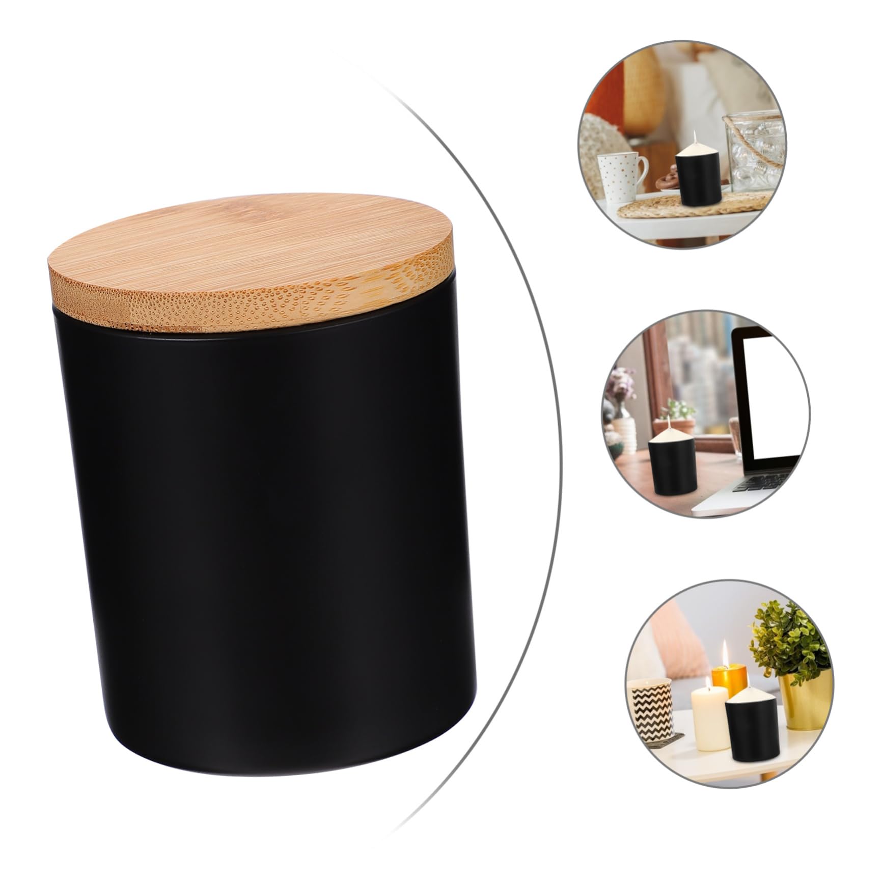DOITOOL Außergewöhnliche Kerzendosen aus Glas mit Deckel 4 Stück Schwarz für Selbstgemacht Duftkerzen und Kerzengießen im Wohnzimmer