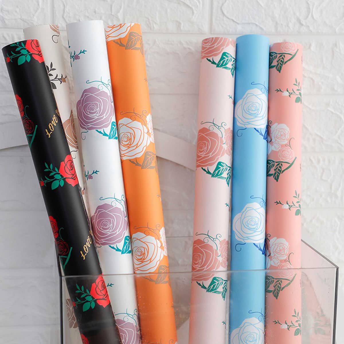 Papier kwiatowy na bukiety, papier do pakowania kwiatowy papier do pakowania bukiet świeżych kwiatów opakowanie na prezenty, kwiaty, pomarańczowy(Size:Pink)