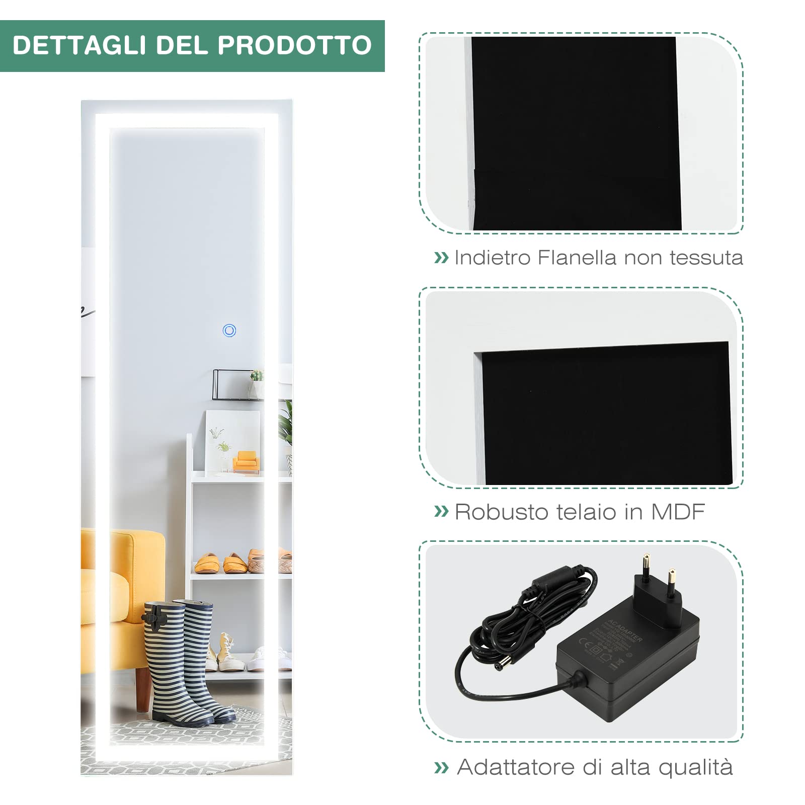 Specchio Da Bagno Con Illuminazione A Led 80 X 60 Cm Nero Rettangolare, Anti -appannamento, 3 Temperature Colore, Dimmerabile - LOMAZOO Bordeaux | Leroy Merlin