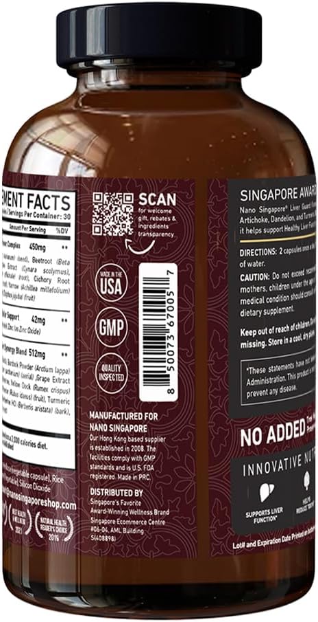 Nano Singapore Liver Guard Formula - Liver Health Support, Healthy Digestion, Aids Liver Cleansing & Detoxification 60 Capsules - Image 9