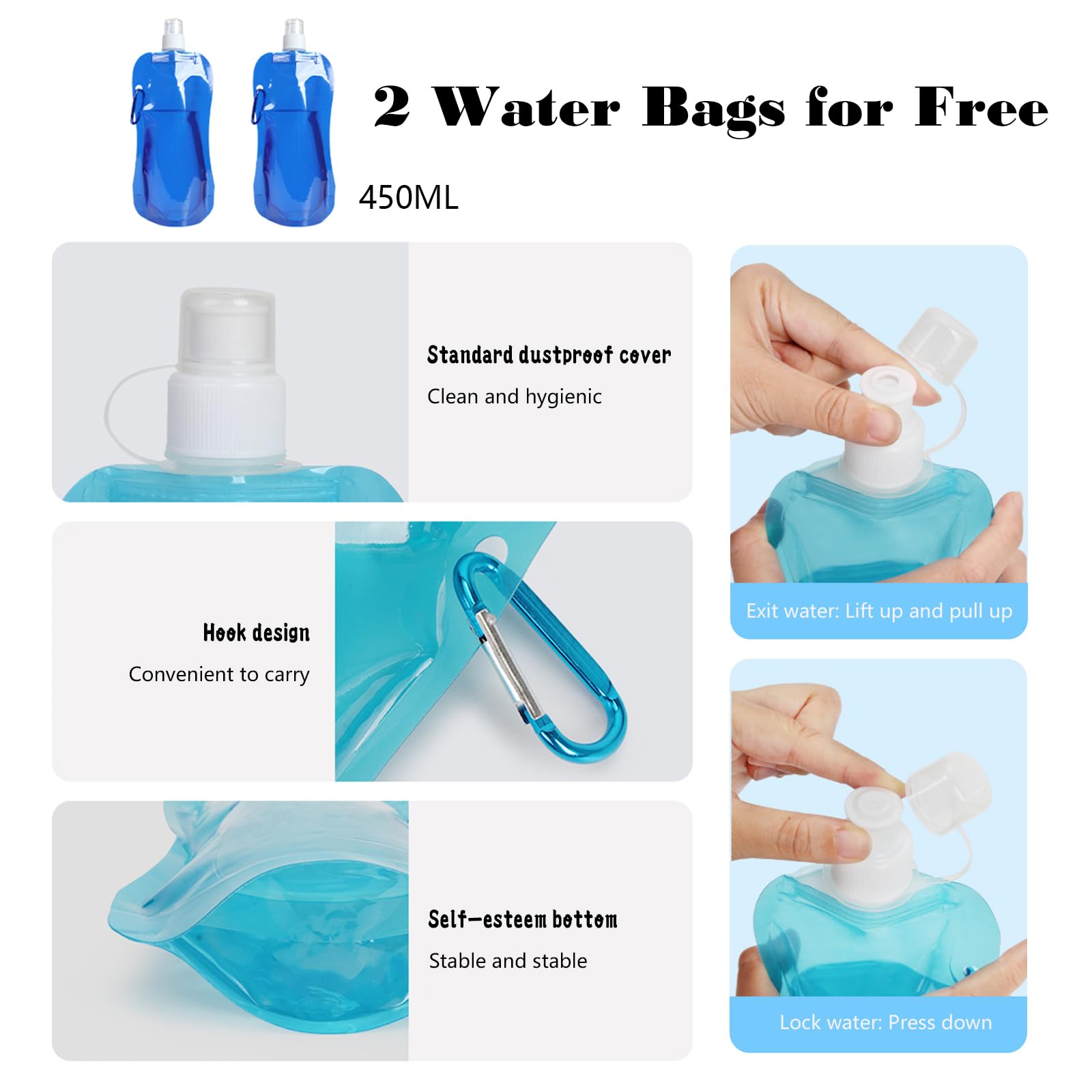 Laufweste mit 2 Soft Flasks 480ml, Verstellbar, Reflektierend, Atmungsaktiv, für Damen und Herren, Mehrere Taschen, für Marathon, Jogging, Radfahren
