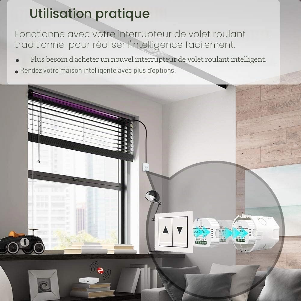 MOES ZigBee RF433 Module Volet Roulant, 4PCS | Pour moteur électrique motorisé, Tuya ZigBee Hub requis, compatible avec Alexa Echo et Google