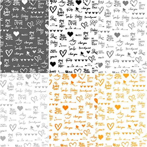 Heart Nail Art Stickers Letter Nail Decals 3D Laser Self-Adhesive Valentine's Day Nail Art Supplies Love Nail Slider Alphabet English Black White Gold Silver Hollow Nail Design For Acrylic Nails #TOP7
