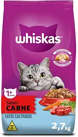 WHISKAS Ração Carne Gatos Adultos Castrados 2,7 kg