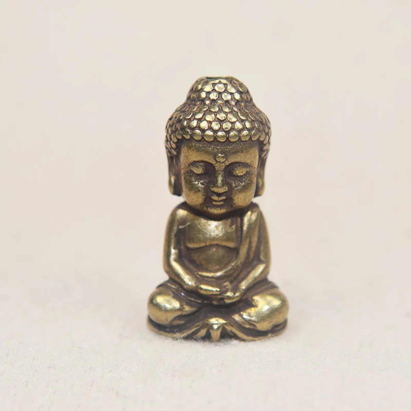 Mangousong Buddha 2.03X3.58cm Brass Home Decor,Mini Solid Brass Guan Yin Buddha Small Ornaments Vintage Copper Buddha Statue Miniature Figurines Handcraft Desktop Home Decors