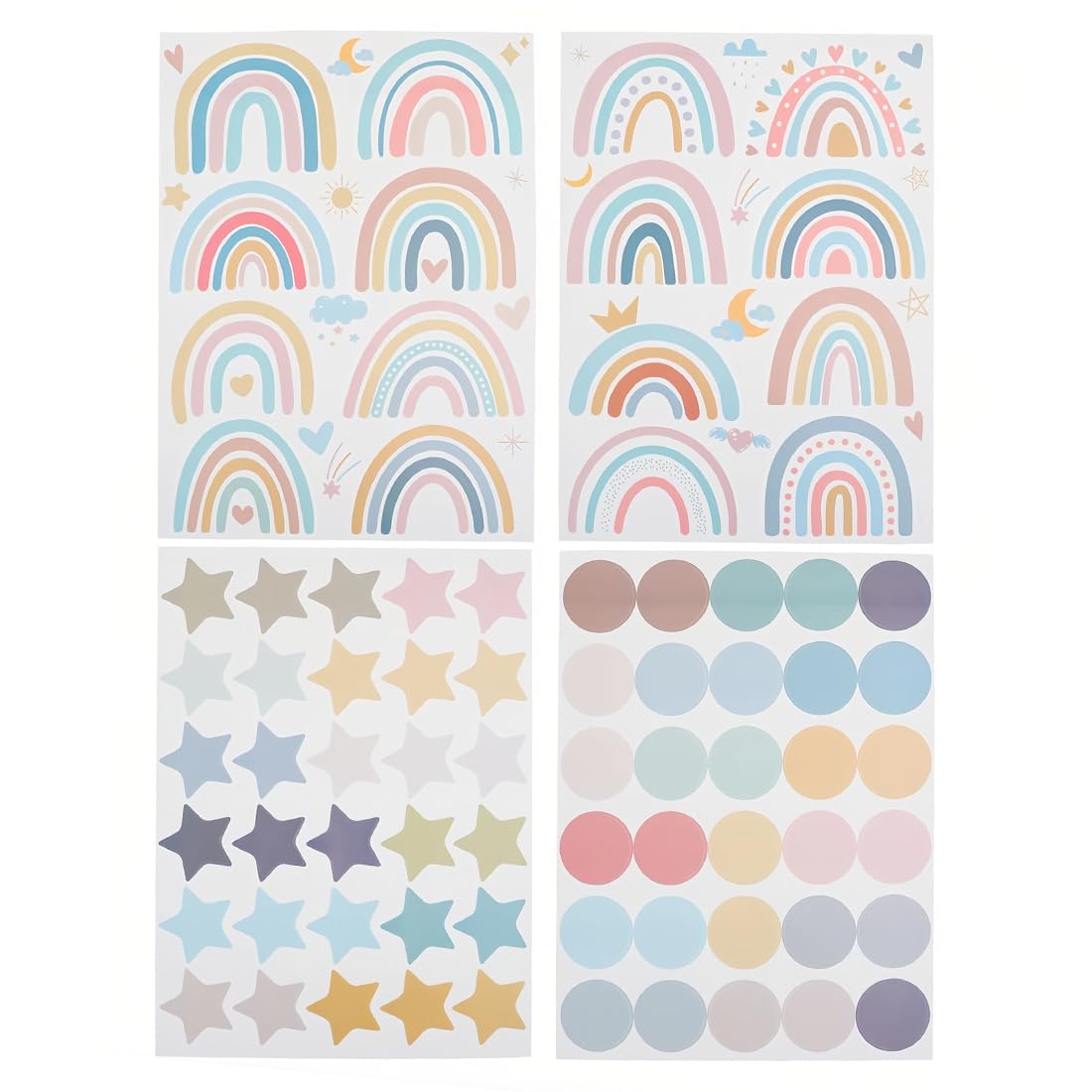 76 piezas Colores Arcoiris Adhesivo，Pegatinas de Pared Habitación Infantil Salón, Decoración Hogar Extraíble Vinilo para Niños Bebé Niña