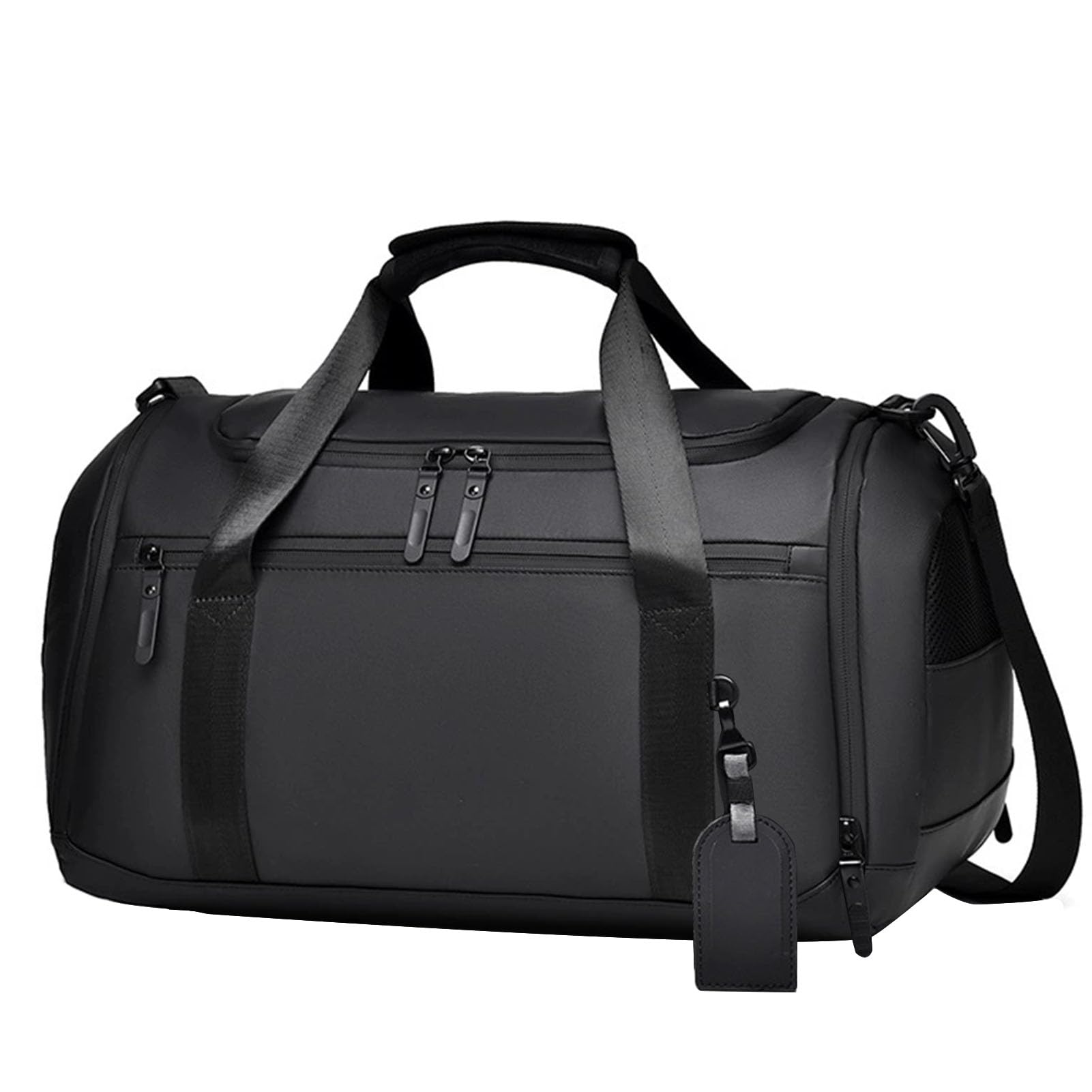 SEPSCO Sports Gym Duffle Bag, Women Men Weekend Bags Holdall with Shoes Compartment and Shoulder Strap Large Wet and Dry Separation Waterproof Durable for Travel Overnight Hospital Swimming (Black)