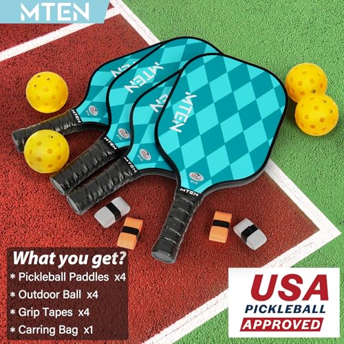 Image of MTEN Pickleball Paddles Set of 2 /4 /1, USAPA Approved Fiberglass Rackets