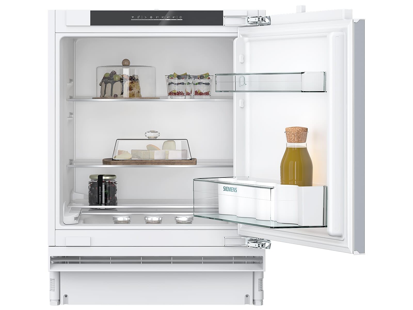 Siemens KU21RVFE0 iQ300 - Nevera inteligente sin congelador, nicho de 82 x 60 cm, 134 L, soporte para botellas, estantes de cristal de seguridad, enfriamiento rápido, muy silencioso, iluminación LED