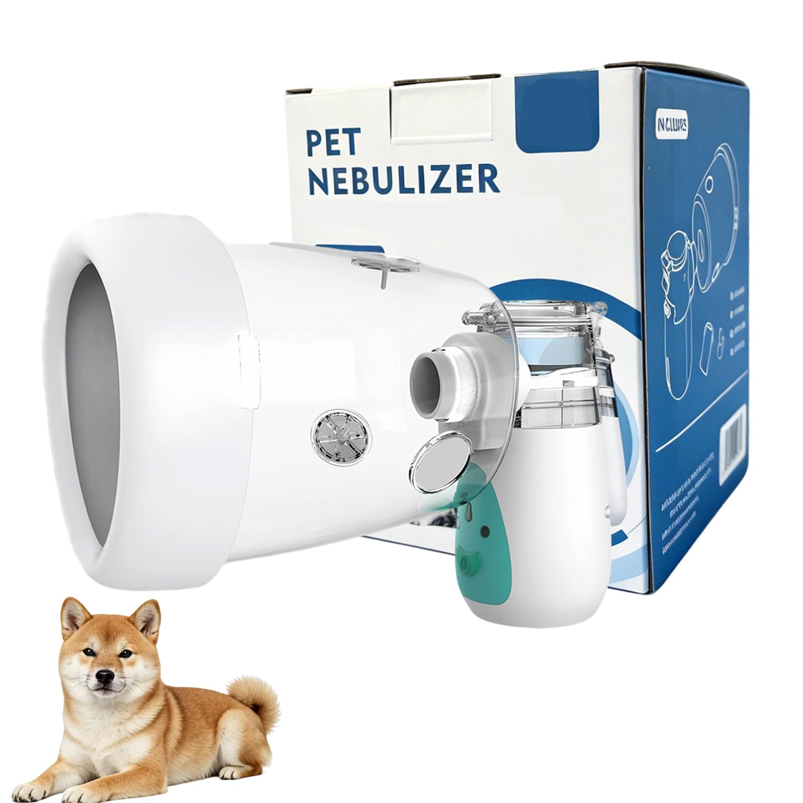 Nebulizator dla psów, nebulizator dla psów i maska inhalacyjna, cichy, odpowiedni dla psów, zielony (M)