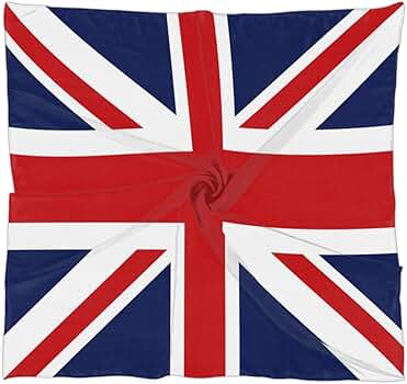 KOBLEN British Flag Pattern Silk Scarf 23.6x23.6 Inch Square
