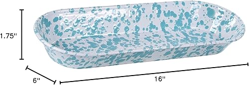 Miniatura 7 de Golden Rabbit Enamelware - Patrón de remolino de cobalto - Cesta ovalada de 16"