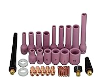 Vista 9 de RIVERWELD TIG Collet Body Copa de aluminio Tamaños surtidos Fit PTA DB SR WP 9 20 25 TIG Antorcha de soldadura Consumibles 53pcs