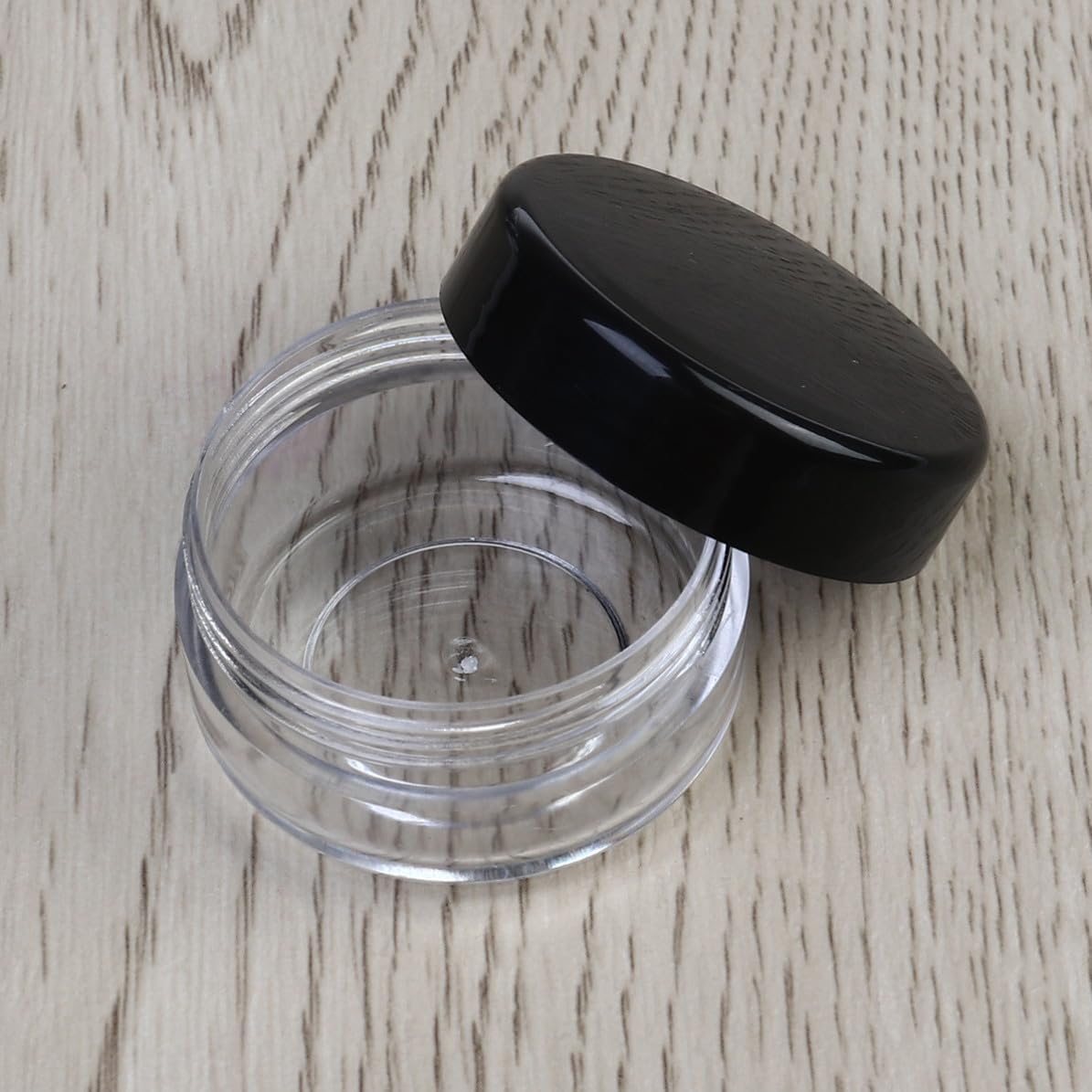 Black Acrylic Cosmetic Sample Jars 10 15 20 Gram with Lids, 6pcs