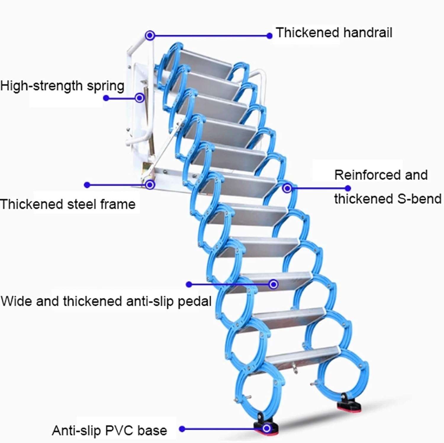 attic ladders Loft Stairs Manual Foldable Attic Stair Wall Mount Loft Attic Ladder Telescoping Ladders Ceiling Stairs for Home(80 * 100cm)