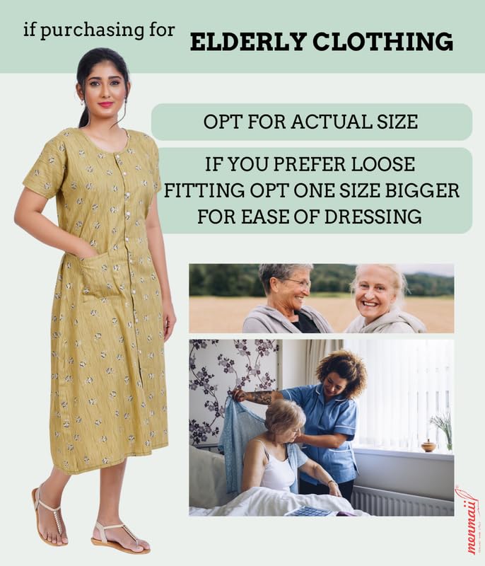 Image of MENMAII Women's [L-4XL] Full Open /Front Buttoned [a Kind of Adaptive Clothing] Multipurpose Nighty for Maternity /Pregnancy /Elderly /Patient /Feeding /Hospital Purpose Nighty Calf Length