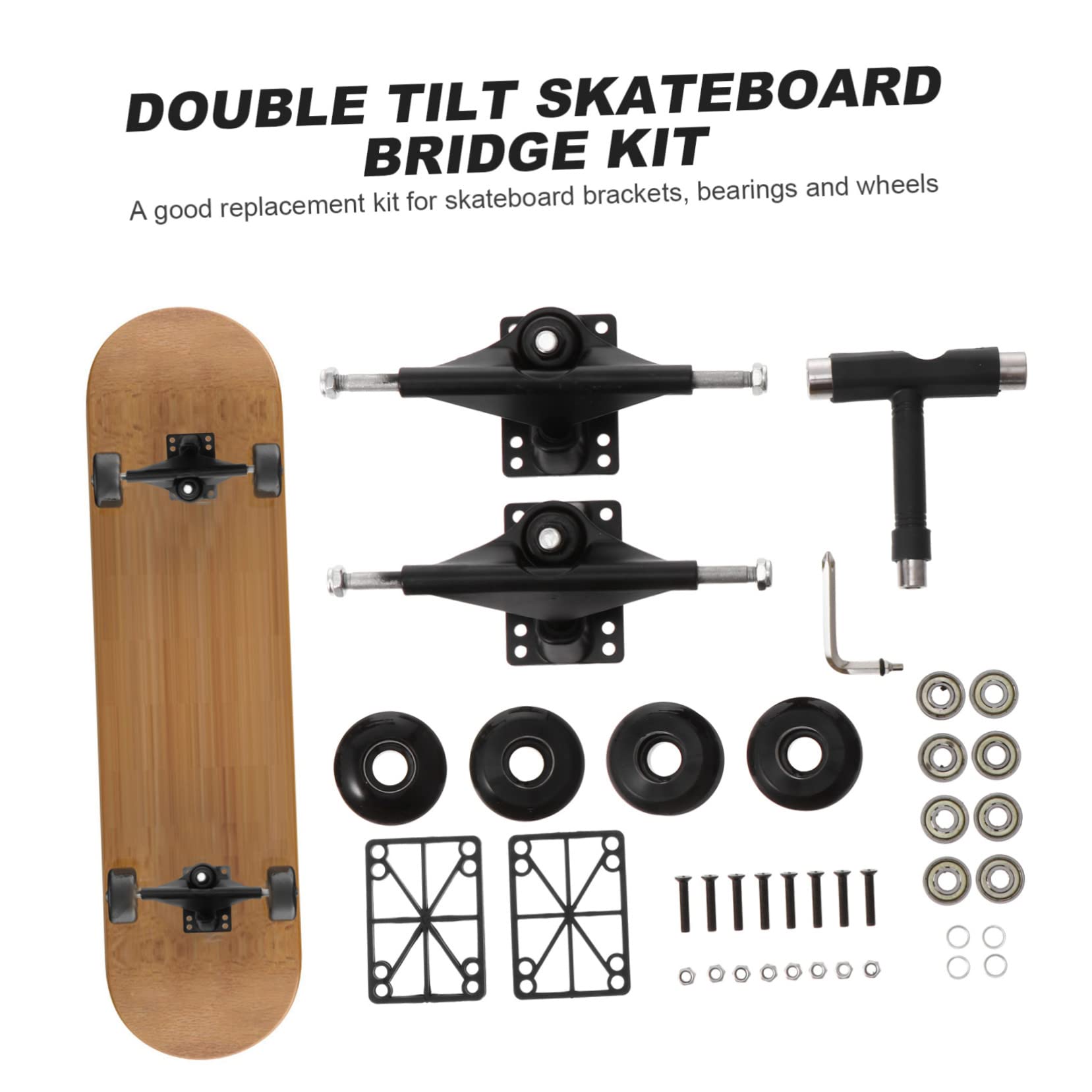 UPKOCH Kit de Pont de Skateboard Double Tilt, Ensemble Complet Noir