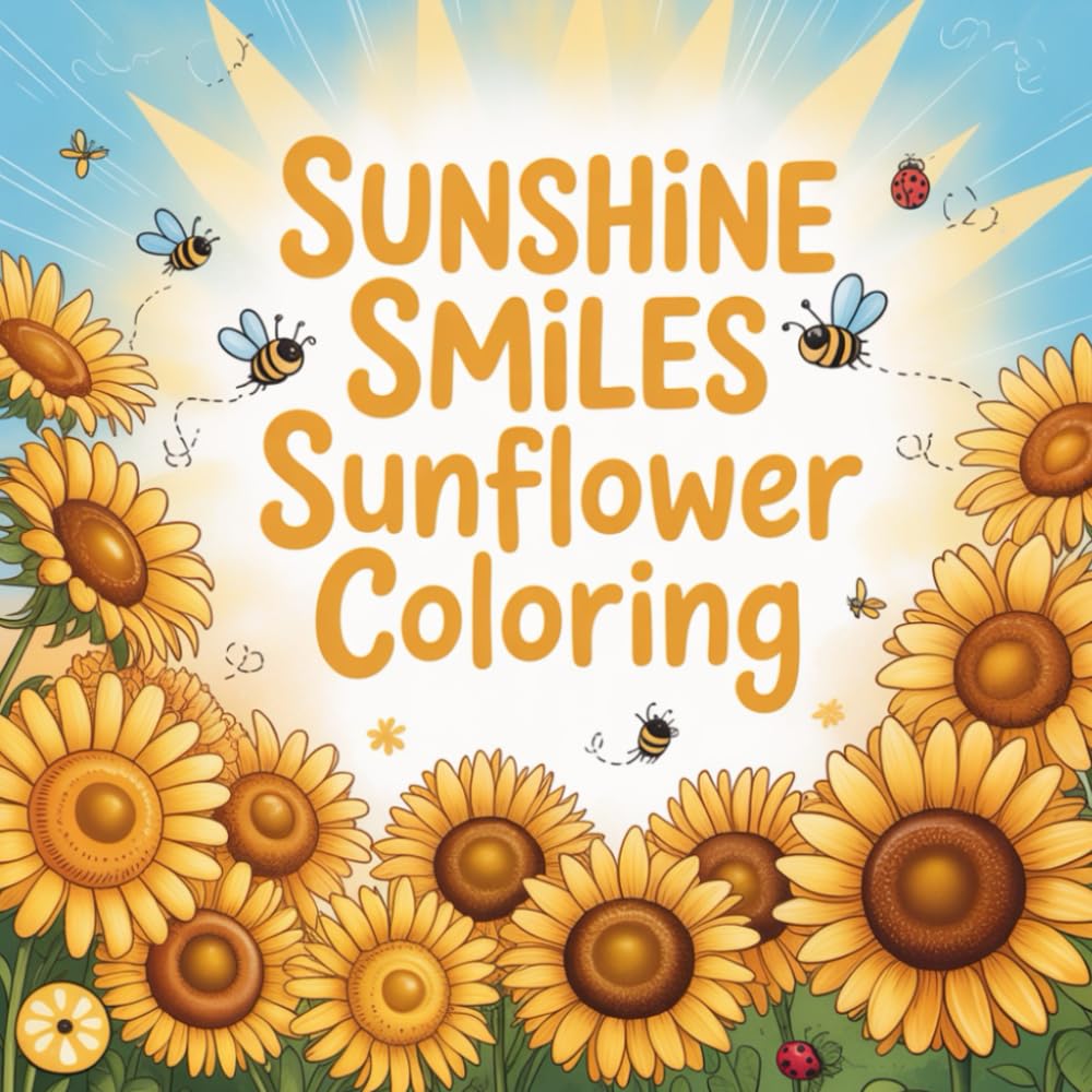 Sunshine Smiles Sunflower Coloring: Cute coloring book for kids, coloring book for adults, kawaii coloring book, Coloring Book for Adults and Kids,