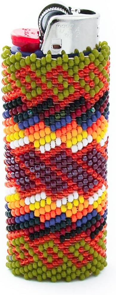 Navajo Green Seed Bead Bic Lighter Case By Emma Lincoln