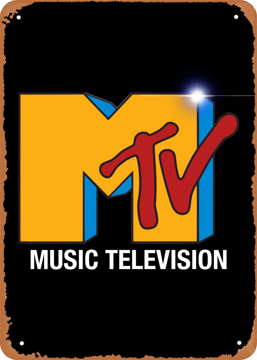 FLmiling Tv and Films MTV Black Starburst Plaque Poster Metal Tin Sign Retro Vintage 8x12 Inch Wall Decor