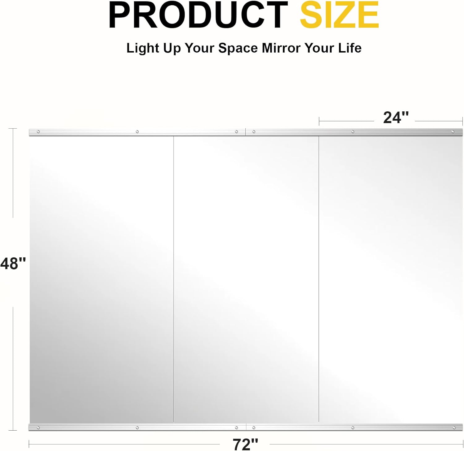 Home Gym Mirror for Wall, 48"x24"-3 PCS Full Length Workout Mirrors, Tempered Glass, HD Reflection, Large Frameless Body Mirror for Home Gym, Garage, Yoga, Dance, Bedroom(Silver) Silver 48"x24"x3PCS