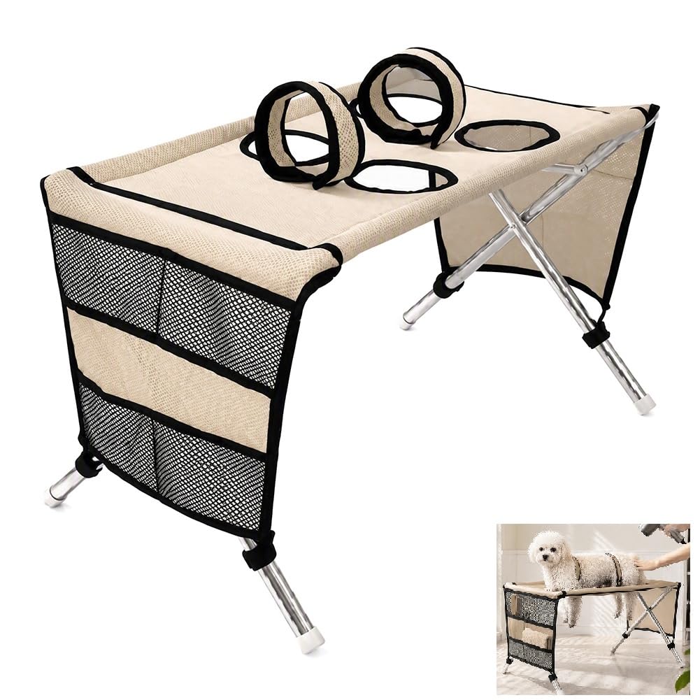 Pet Grooming Hammock Stand, Stainless‑Steel Frame Dog Cat Sling Holder