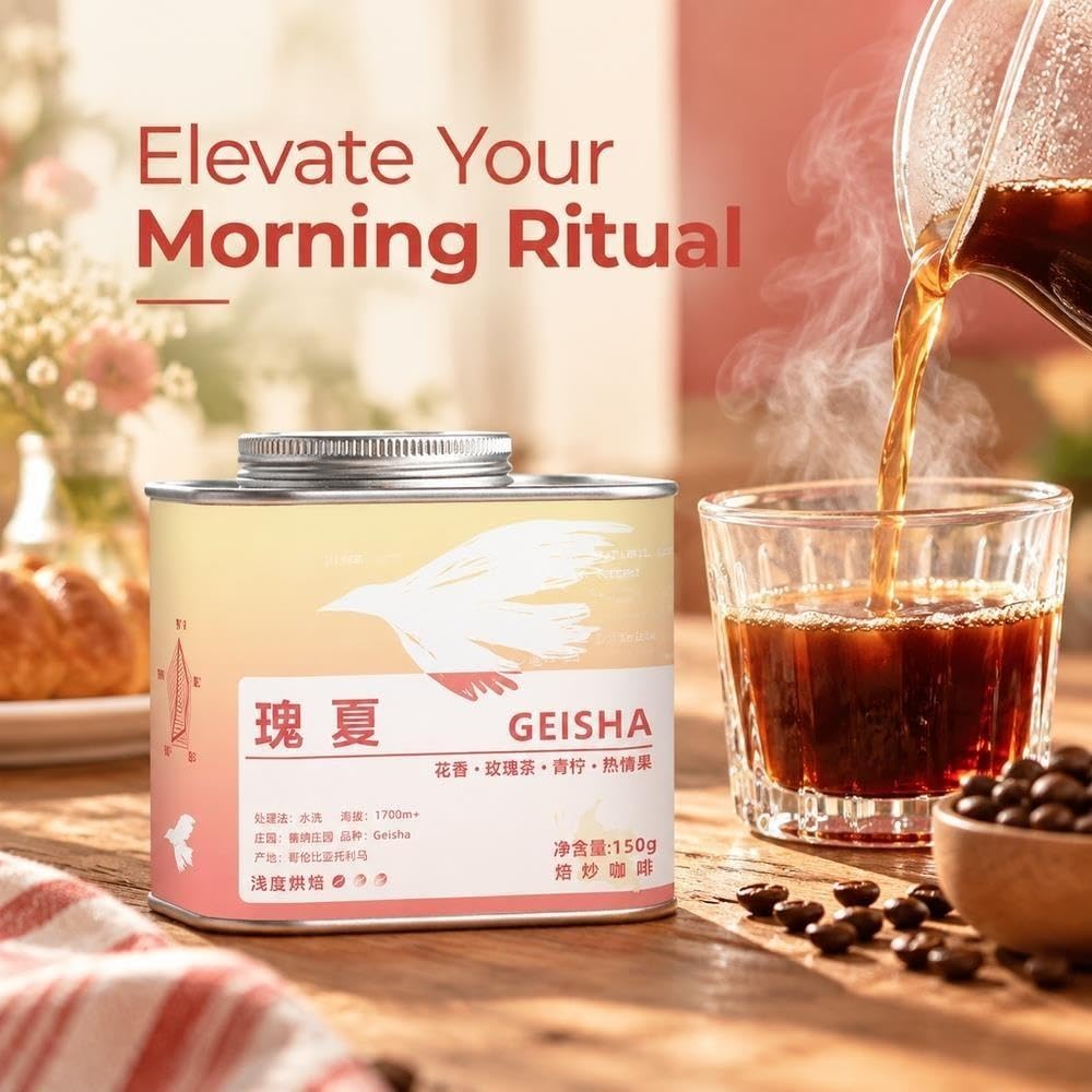 Geisha-Kaffeebohnen, hell geröstet, 150 g Dose