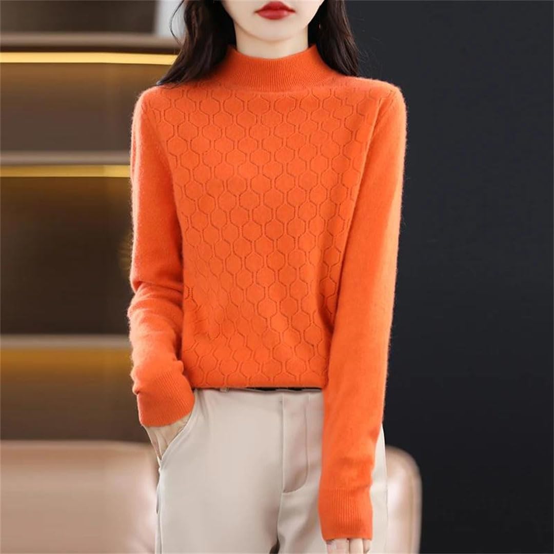 Otoño Invierno Mujer Medio Cuello Alto Jersey Suéter Sólido Suelto Casual Prendas De Punto