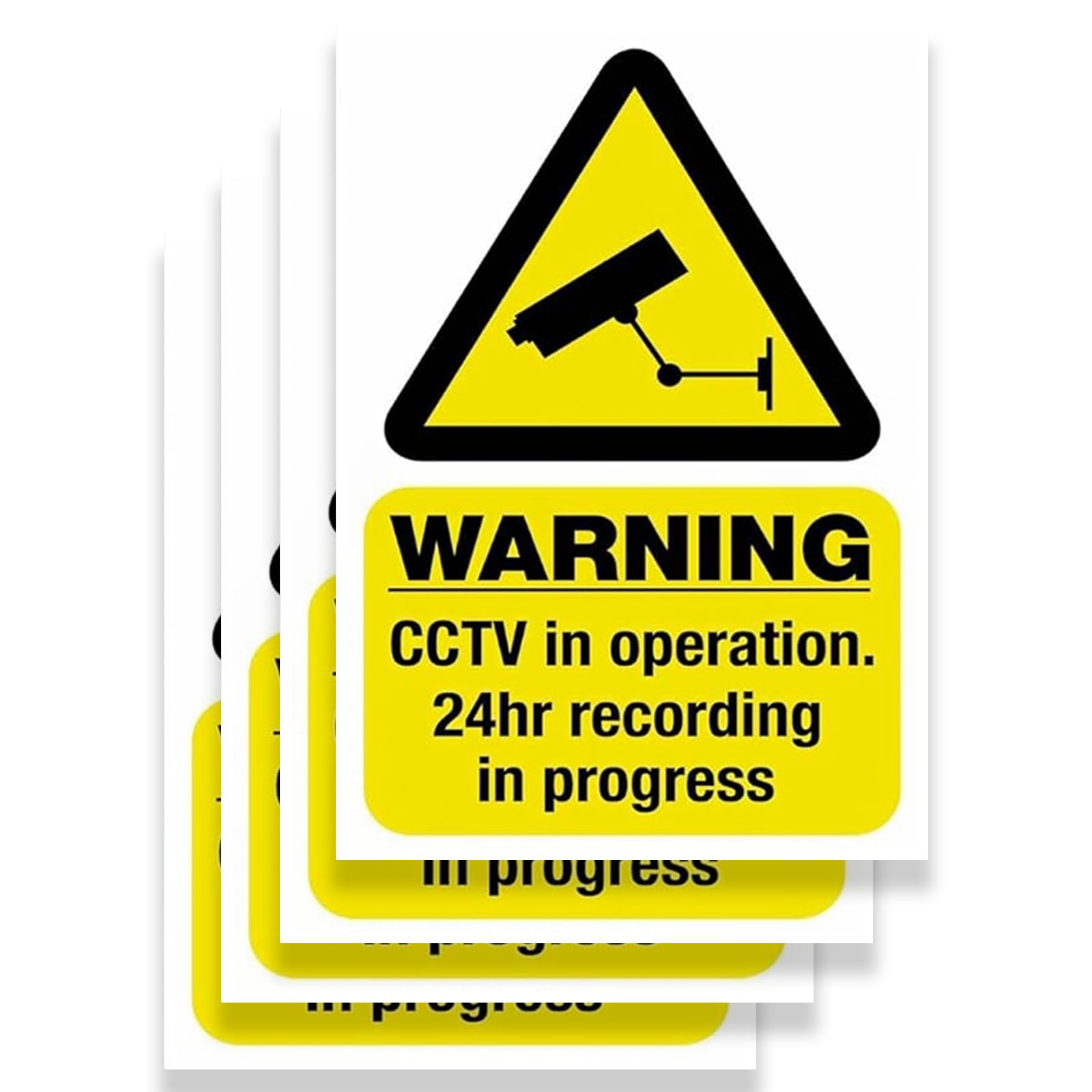 HEIZHU 4 x CCTV Camera Warning Sign Stickers(10 cm x 6.5cm)，Small Weatherproof CCTV Stickers for Windows, CCTV Signs for Indoor/Outdoor Use