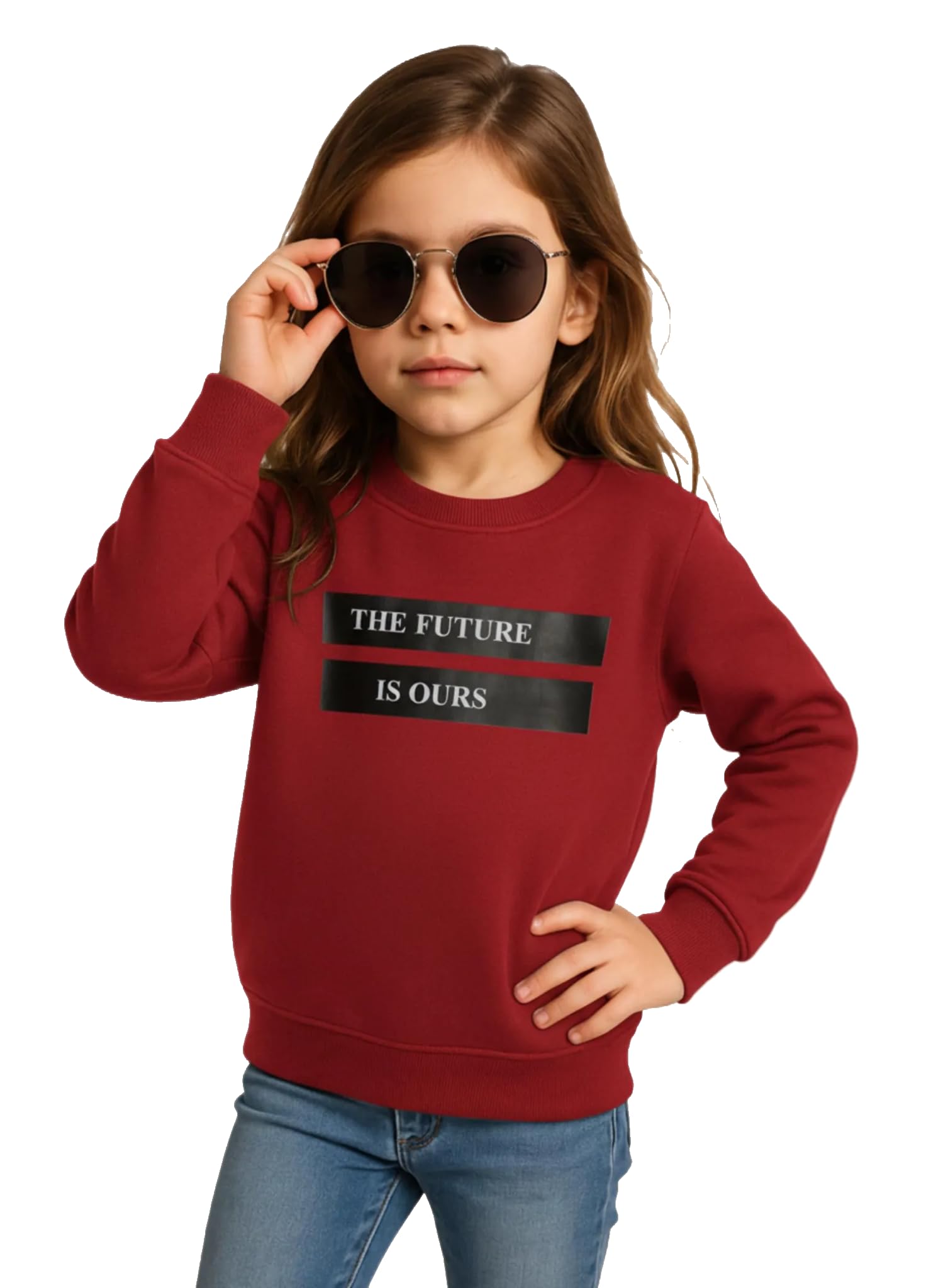 Girls Printed Fleece Sweatshirt – Warm Winter Pullover for Kids -M5367-picture-29