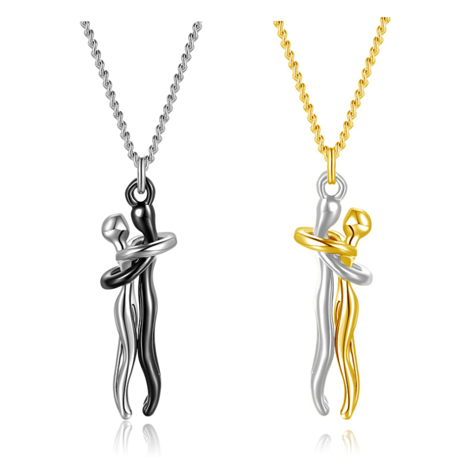 MAKINGTEC Hug Necklace Set, Love Jewelry Couples Hugging Pendant Necklace Lovers Necklace Gift Romantic Hug Pendant Couples Embrace Charm Symbolic Love Jewelry Relationship Necklace for Women Men