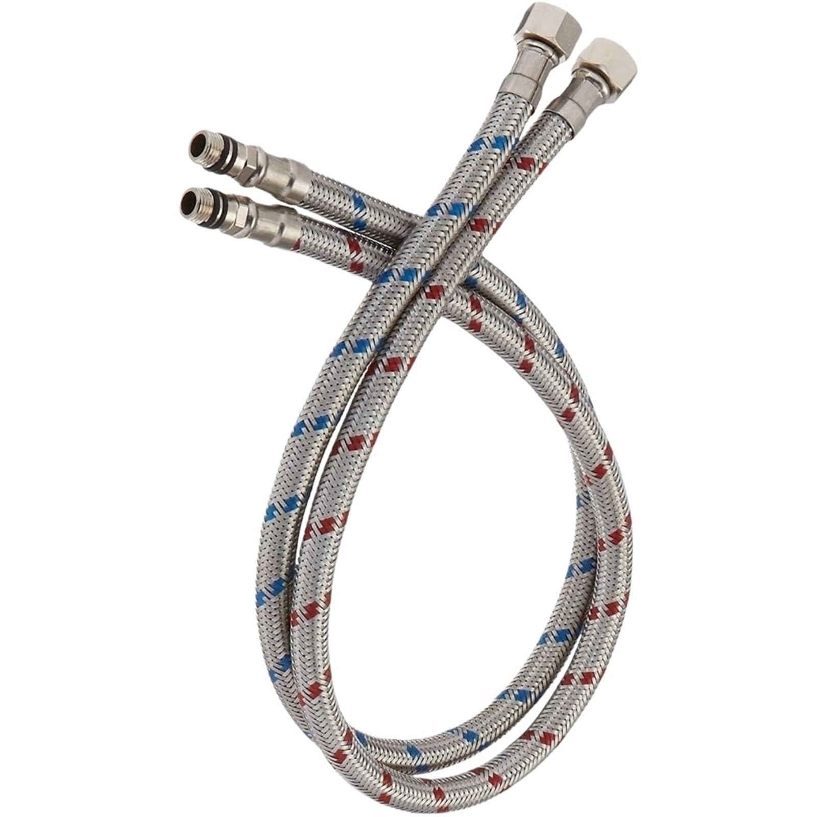 Luoaxinn One Color Stainless Steel Corrugated Pipe 1Pair Single Head Cold And Hot Water Inlet Pipe Stainless Steel Woven Sink Faucet Connector Kitchen Basin Plumbing Hoses(60Cm)