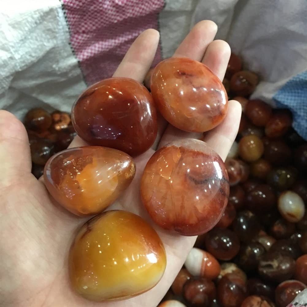 PEKMAR Esemplare guarito 2 Pezzi di Diaspro Rosso Naturale Pietre burattate e Gioco di Palma Cristalli di Rocca Pietre preziose di Agata for la Decorazione dell'acquario Come Regalo