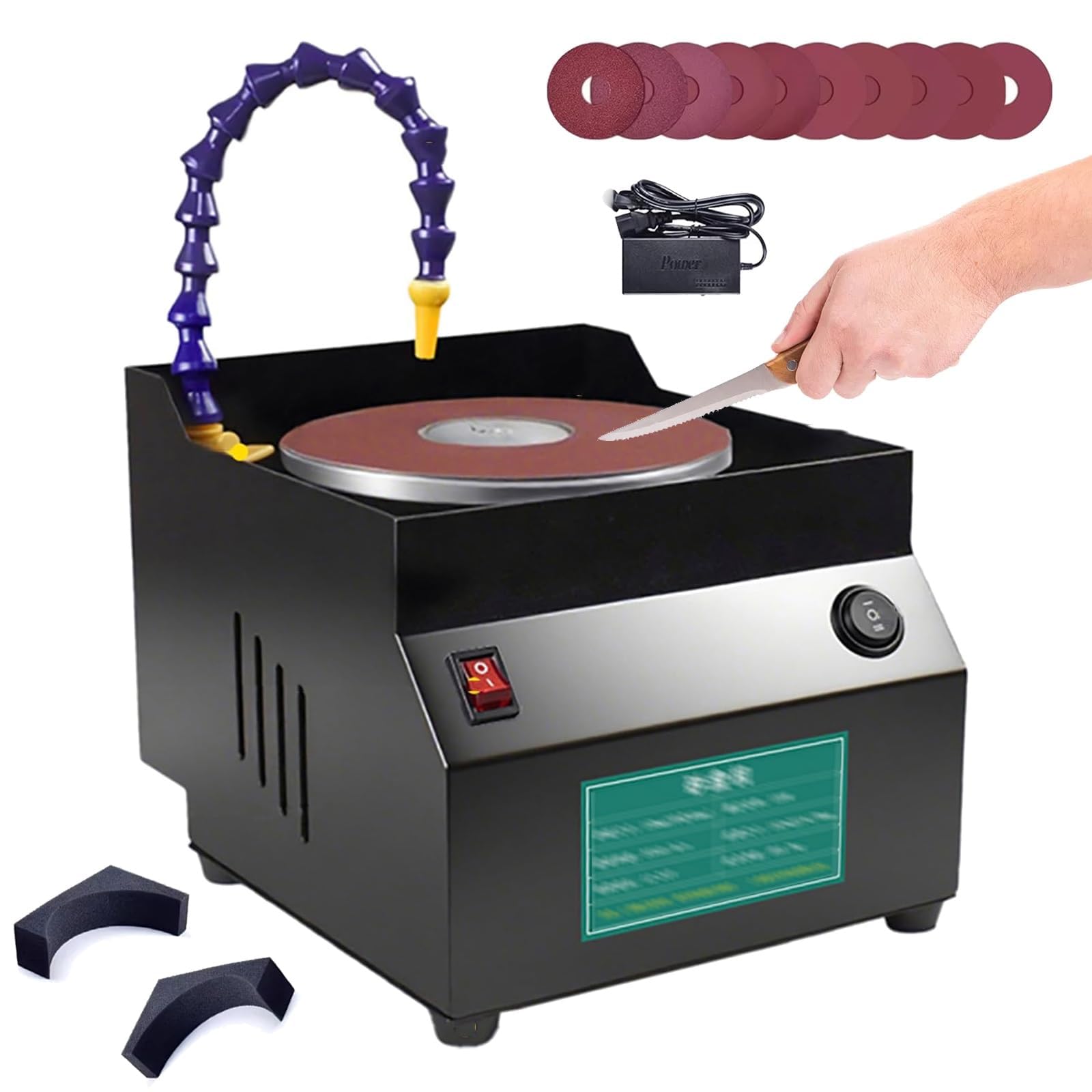 Afilador eléctrico de Cuchillos, afilador Profesional para Uso en seco y húmedo, Herramienta de Velocidad Ajustable para afilar Cuchillos de Cocina y Tijeras, 120 W de Potencia.