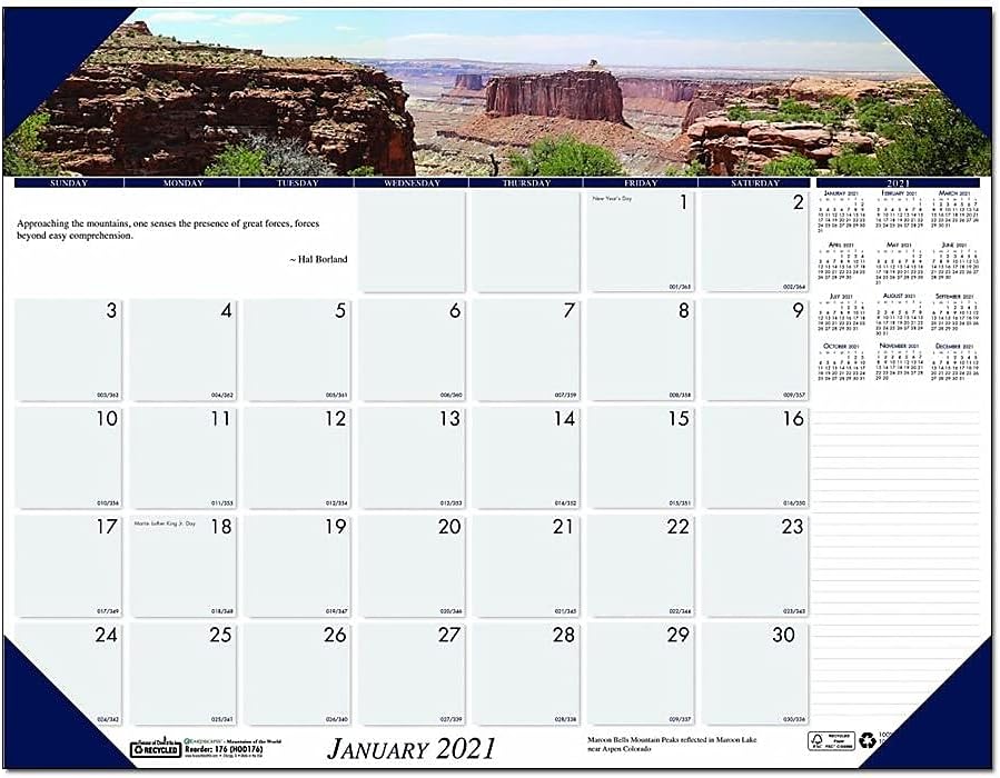 House of Doolittle 2021 Monthly Desk Pad Calendar, Earthscapes Mountains, 22 x 17 Inches, January - December (HOD176-21)