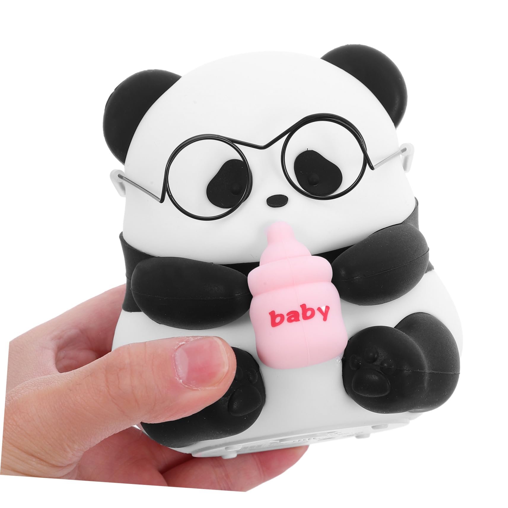 Housoutil Lámpara de Noche LED Panda Sentado Negro Recargable Tacto | Abs, PC y Silicona, Cable Type-c Incluido, Diseño Adorable para Guardería y Escritorio