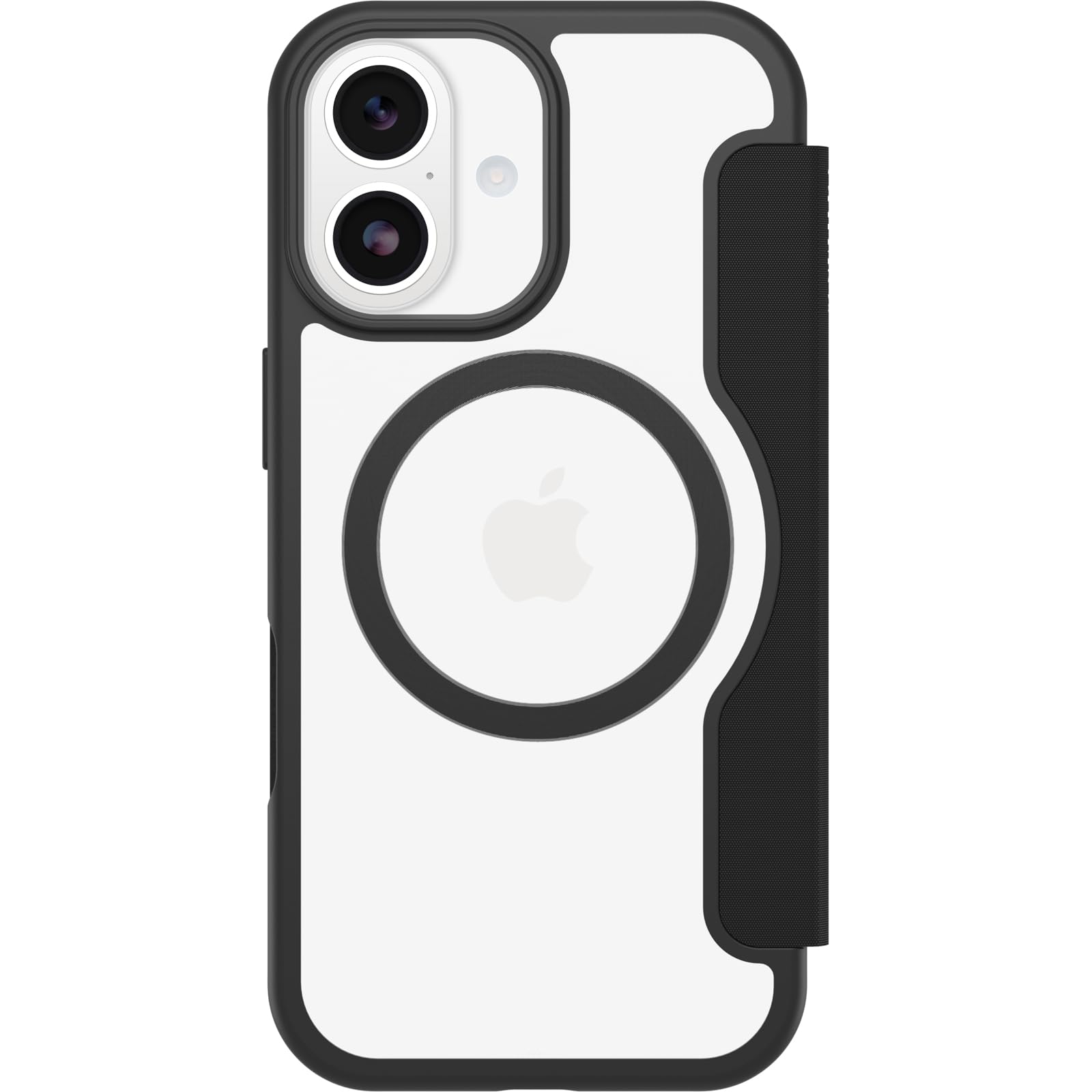 OtterBox React Series Folio MagSafe Etui do iPhone 17, Wstrząsoodporne, Miejsce na Karty, przetestowane zgodnie ze standardami wojskowymi, Przezroczyste/Czarne