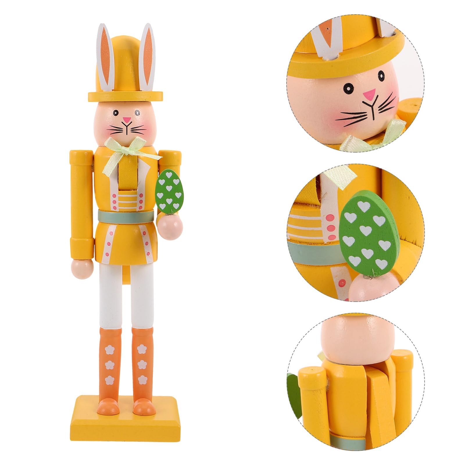 Osterhasen Nussknacker 30cm Gelbe Osterdekoration für Tisch Frühlingsfeste Robuste Osterfigur zur Innenraum Dekoration
