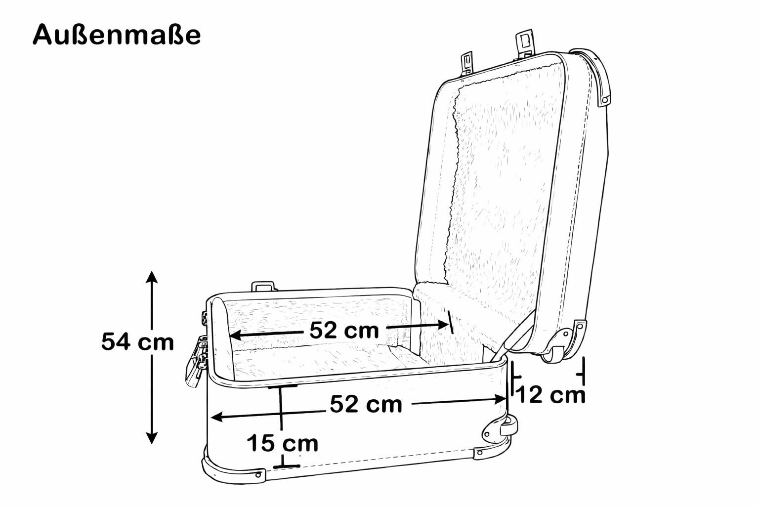 Generisch WoidBua Premium Akkordeonkoffer Trolley Braun 96 Bass Akkordeon Koffer 52x50x25 cm abschließbar Plüschpolster Rollen Griff Stabiler Holzkern Kunstleder Schutzkoffer inkl. Schlüssel